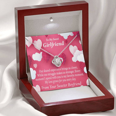 To My Girlfriend Every Moment Spent With You Love Knot Pendant Necklace Stainless Steel W Cz Stone - Luxury Love Knot Necklace Meanful Gift Idea For Her/Him