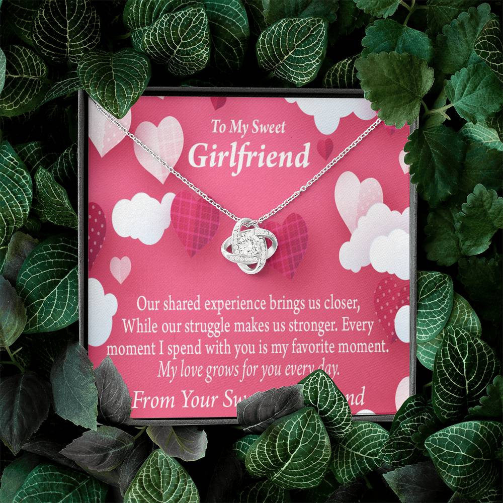 To My Girlfriend Every Moment Spent With You Love Knot Pendant Necklace Stainless Steel W Cz Stone - Luxury Love Knot Necklace Meanful Gift Idea For Her/Him