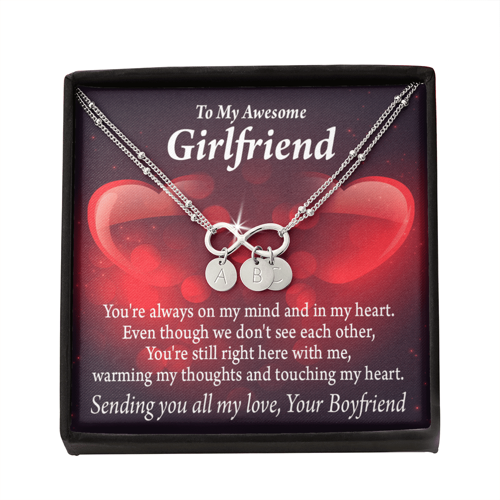 To My Girfriend Girlfriend Always Warm My Thoughts Infinity Bracelet With Initial Charms - Infinity Bracelet