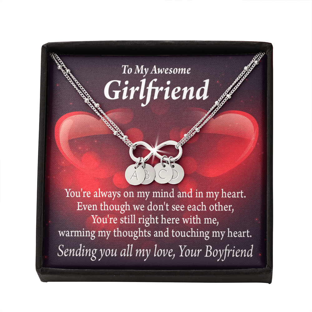 To My Girfriend Girlfriend Always Warm My Thoughts Infinity Bracelet With Initial Charms - Infinity Bracelet