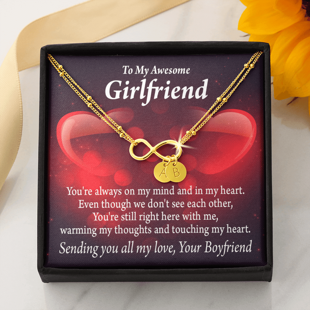 To My Girfriend Girlfriend Always Warm My Thoughts Infinity Bracelet With Initial Charms - Infinity Bracelet