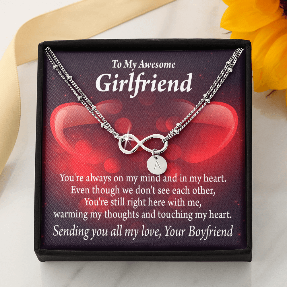To My Girfriend Girlfriend Always Warm My Thoughts Infinity Bracelet With Initial Charms - Infinity Bracelet