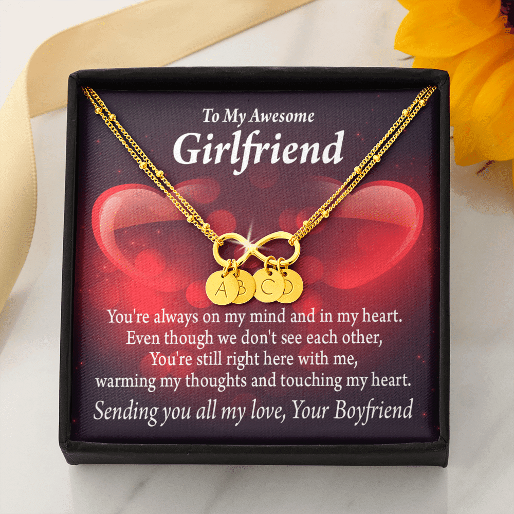 To My Girfriend Girlfriend Always Warm My Thoughts Infinity Bracelet With Initial Charms - Infinity Bracelet