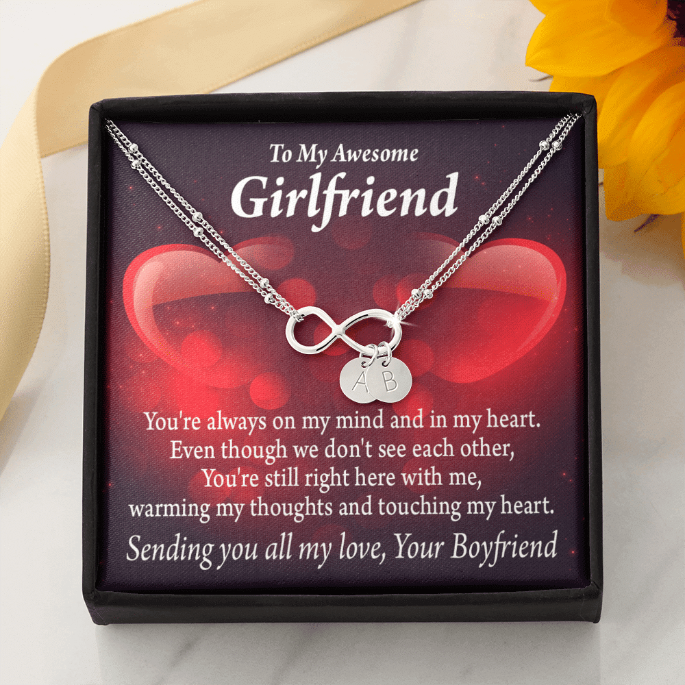 To My Girfriend Girlfriend Always Warm My Thoughts Infinity Bracelet With Initial Charms - Infinity Bracelet