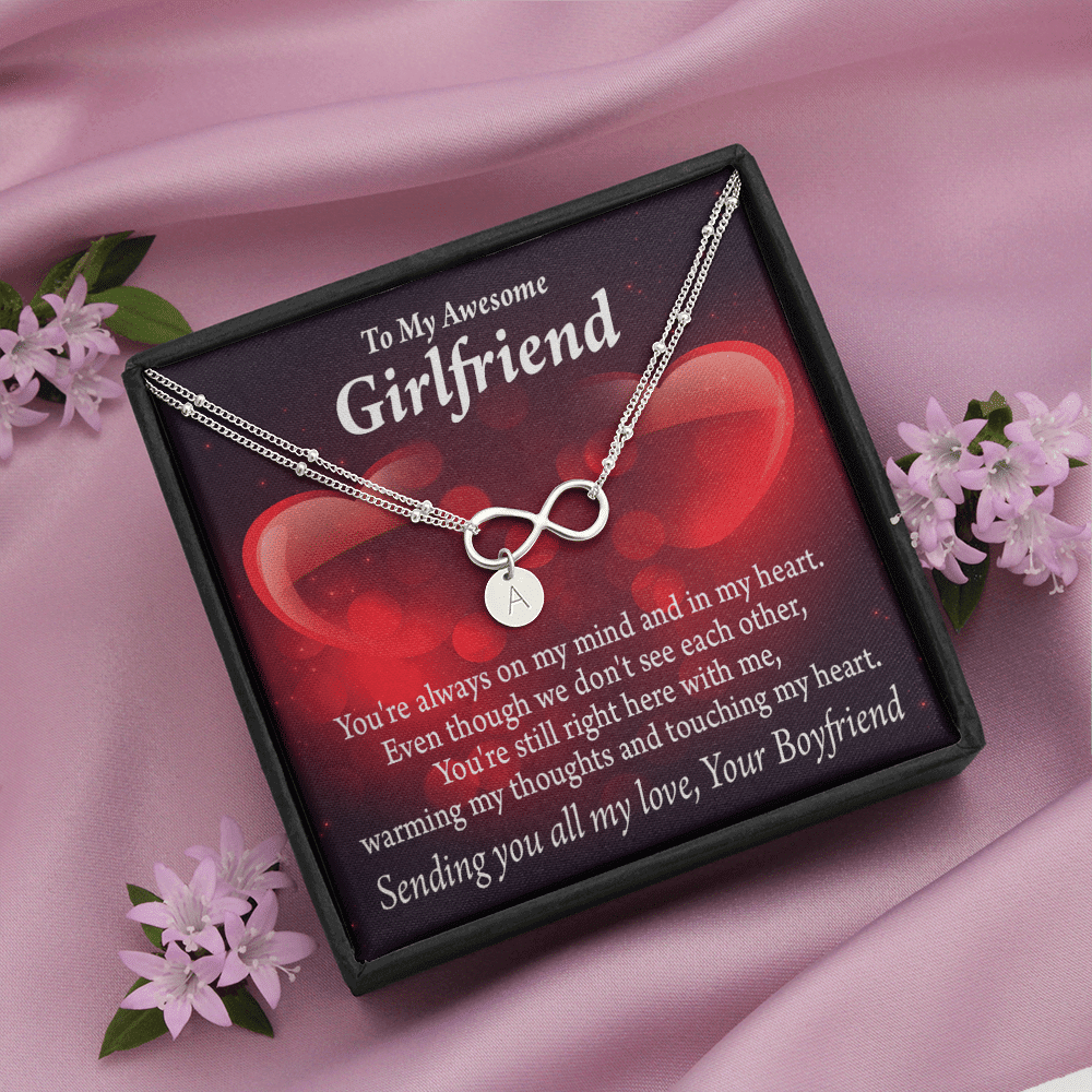 To My Girfriend Girlfriend Always Warm My Thoughts Infinity Bracelet With Initial Charms - Infinity Bracelet
