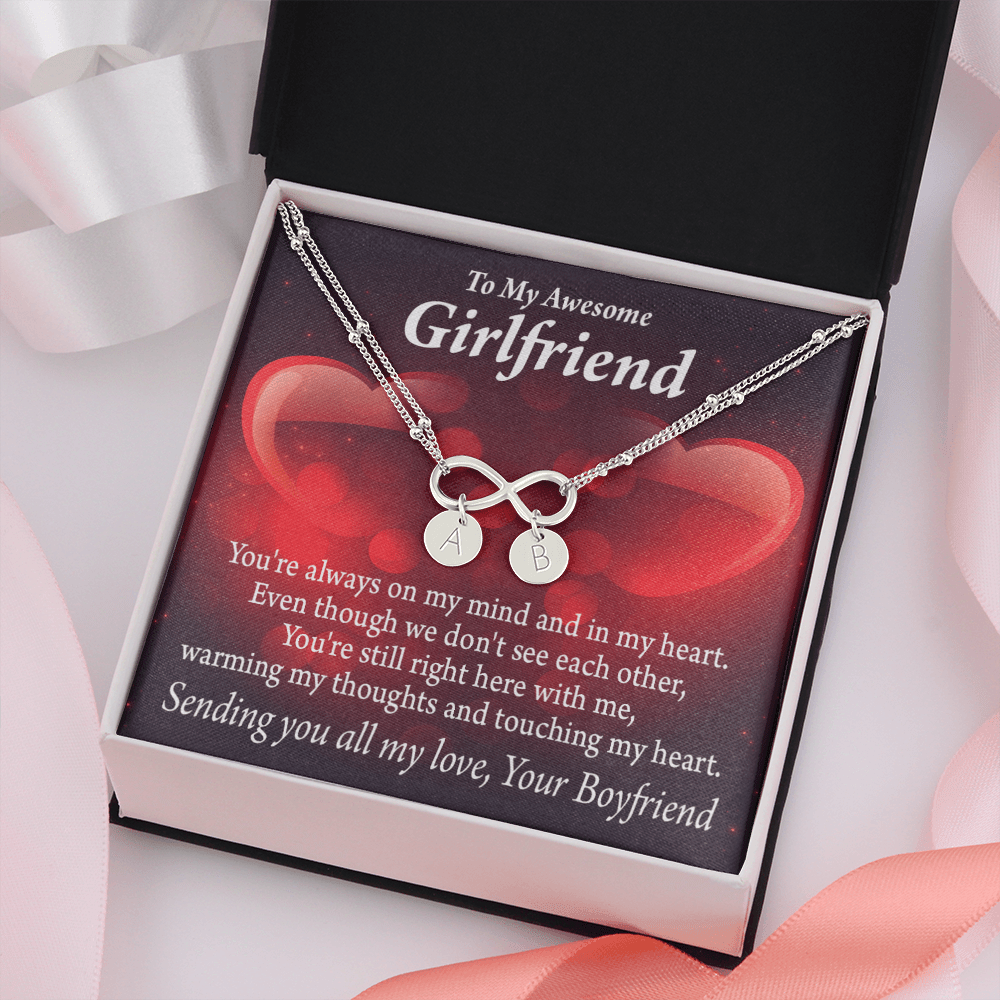 To My Girfriend Girlfriend Always Warm My Thoughts Infinity Bracelet With Initial Charms - Infinity Bracelet