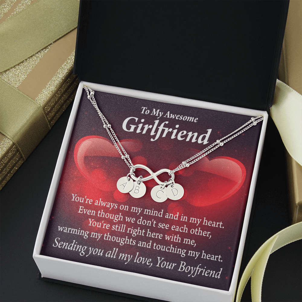 To My Girfriend Girlfriend Always Warm My Thoughts Infinity Bracelet With Initial Charms - Infinity Bracelet