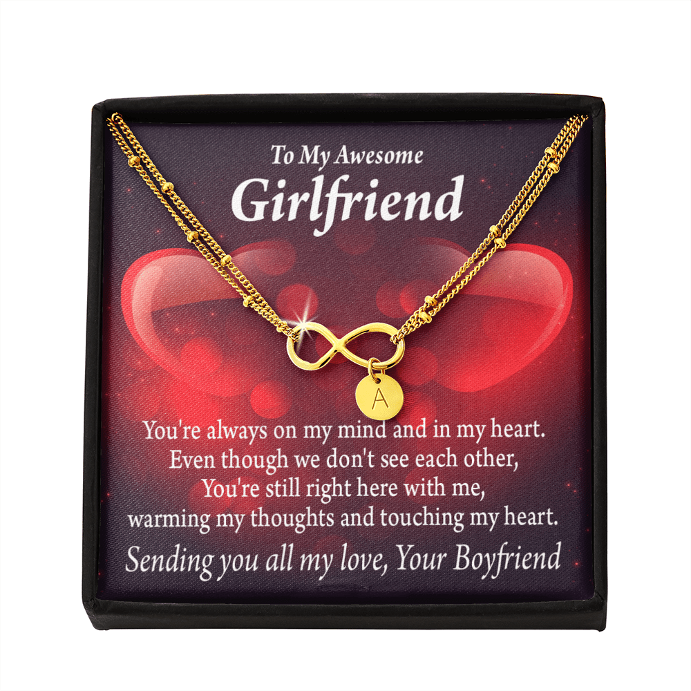To My Girfriend Girlfriend Always Warm My Thoughts Infinity Bracelet With Initial Charms - Infinity Bracelet