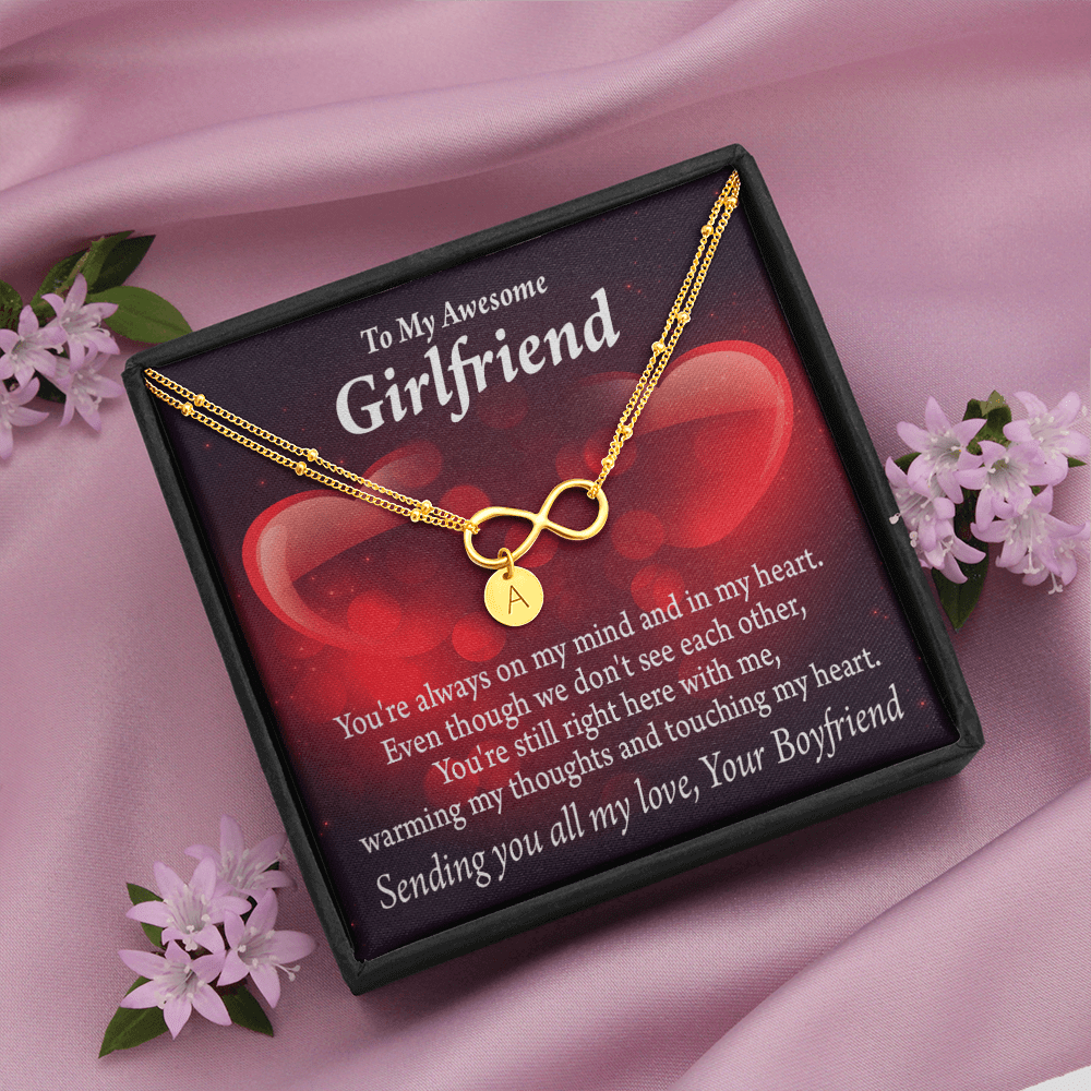 To My Girfriend Girlfriend Always Warm My Thoughts Infinity Bracelet With Initial Charms - Infinity Bracelet