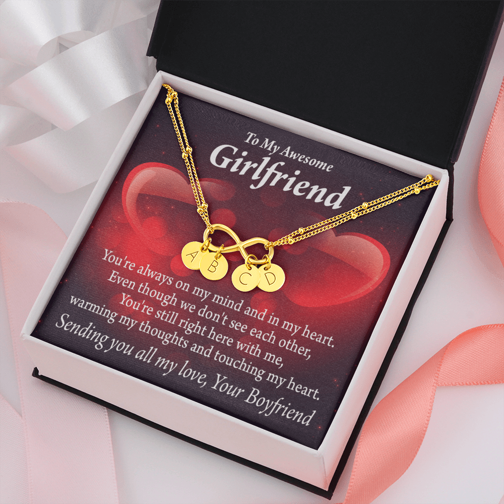 To My Girfriend Girlfriend Always Warm My Thoughts Infinity Bracelet With Initial Charms - Infinity Bracelet