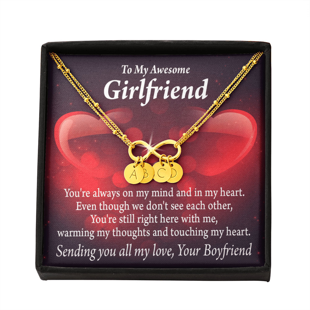 To My Girfriend Girlfriend Always Warm My Thoughts Infinity Bracelet With Initial Charms - Infinity Bracelet