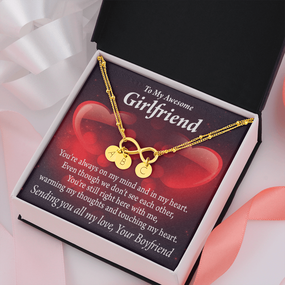 To My Girfriend Girlfriend Always Warm My Thoughts Infinity Bracelet With Initial Charms - Infinity Bracelet