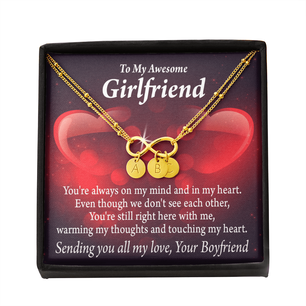 To My Girfriend Girlfriend Always Warm My Thoughts Infinity Bracelet With Initial Charms - Infinity Bracelet