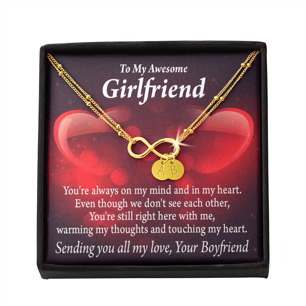 To My Girfriend Girlfriend Always Warm My Thoughts Infinity Bracelet With Initial Charms - Infinity Bracelet