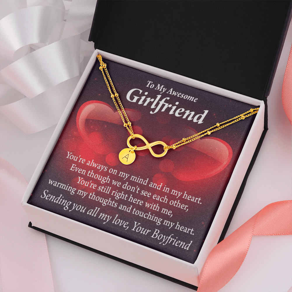 To My Girfriend Girlfriend Always Warm My Thoughts Infinity Bracelet With Initial Charms - Infinity Bracelet