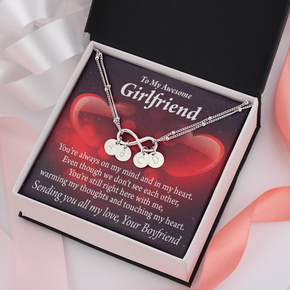 To My Girfriend Girlfriend Always Warm My Thoughts Infinity Bracelet With Initial Charms - Infinity Bracelet