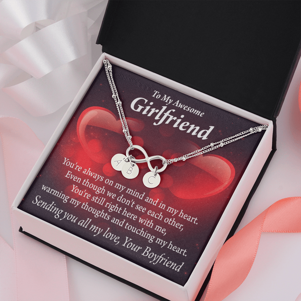 To My Girfriend Girlfriend Always Warm My Thoughts Infinity Bracelet With Initial Charms - Infinity Bracelet