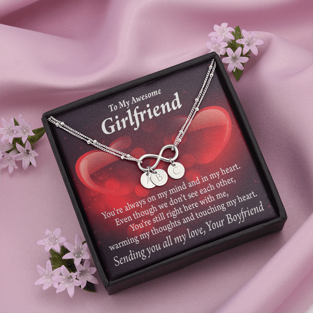 To My Girfriend Girlfriend Always Warm My Thoughts Infinity Bracelet With Initial Charms - Infinity Bracelet
