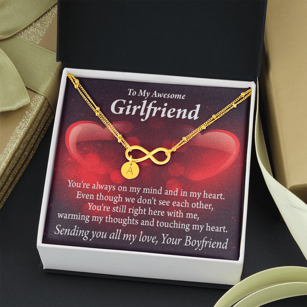 To My Girfriend Girlfriend Always Warm My Thoughts Infinity Bracelet With Initial Charms - Infinity Bracelet