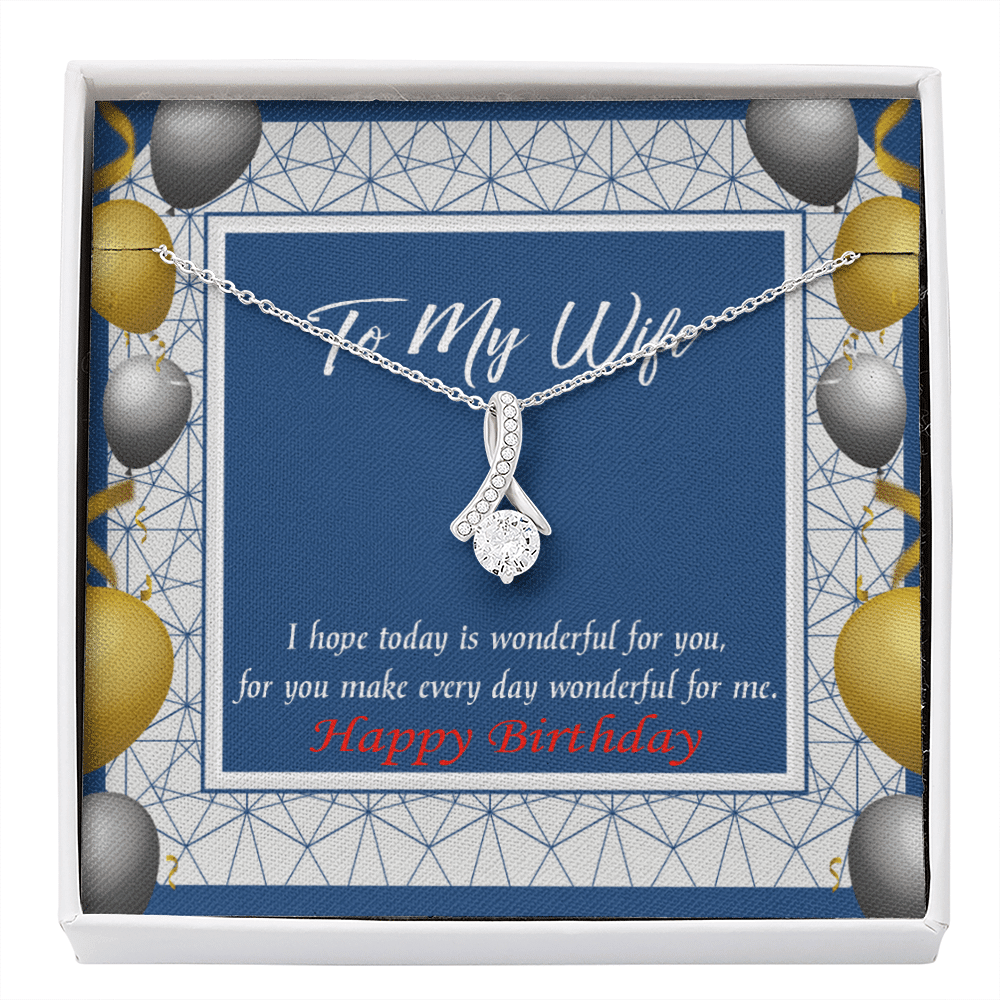 Birthday Gift For Wife You Are Wonderful Eternity Ribbon Stone Pendant 14K White Gold Stainless Steel Jewelry Gift  - Alluring Beauty Necklace Gift For Her