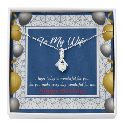 Birthday Gift For Wife You Are Wonderful Eternity Ribbon Stone Pendant 14K White Gold Stainless Steel Jewelry Gift  - Alluring Beauty Necklace Gift For Her