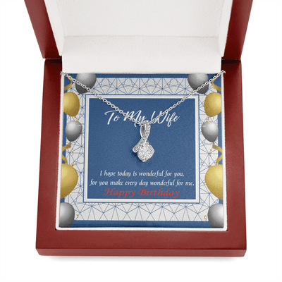 Birthday Gift For Wife You Are Wonderful Eternity Ribbon Stone Pendant 14K White Gold Stainless Steel Jewelry Gift  - Alluring Beauty Necklace Gift For Her