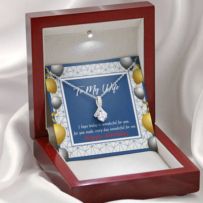 Birthday Gift For Wife You Are Wonderful Eternity Ribbon Stone Pendant 14K White Gold Stainless Steel Jewelry Gift  - Alluring Beauty Necklace Gift For Her