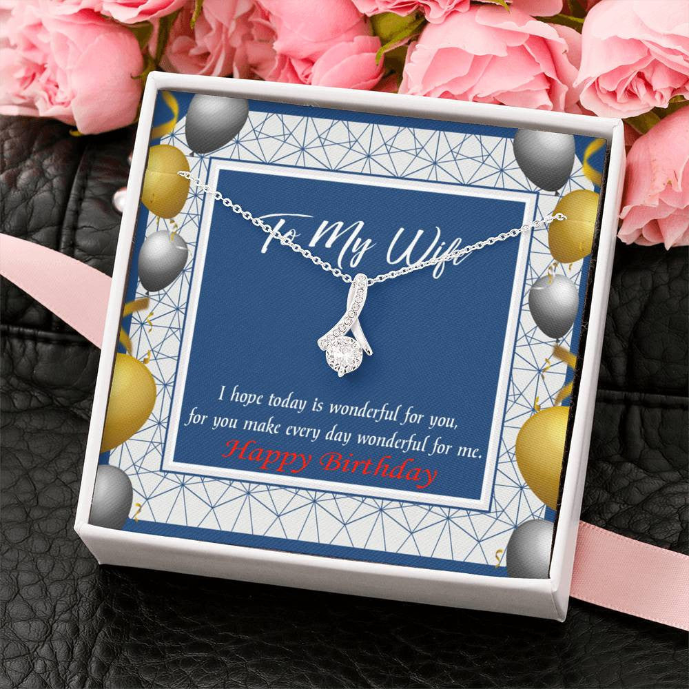 Birthday Gift For Wife You Are Wonderful Eternity Ribbon Stone Pendant 14K White Gold Stainless Steel Jewelry Gift  - Alluring Beauty Necklace Gift For Her