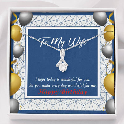 Birthday Gift For Wife You Are Wonderful Eternity Ribbon Stone Pendant 14K White Gold Stainless Steel Jewelry Gift  - Alluring Beauty Necklace Gift For Her