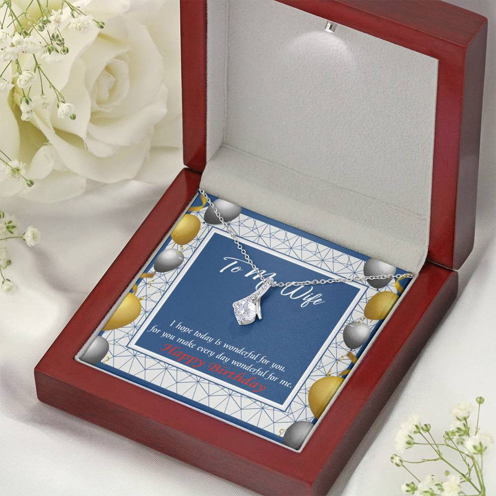 Birthday Gift For Wife You Are Wonderful Eternity Ribbon Stone Pendant 14K White Gold Stainless Steel Jewelry Gift  - Alluring Beauty Necklace Gift For Her