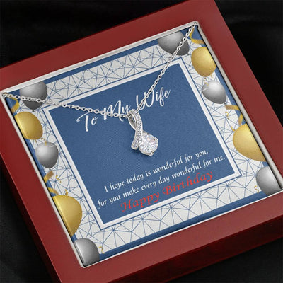 Birthday Gift For Wife You Are Wonderful Eternity Ribbon Stone Pendant 14K White Gold Stainless Steel Jewelry Gift  - Alluring Beauty Necklace Gift For Her