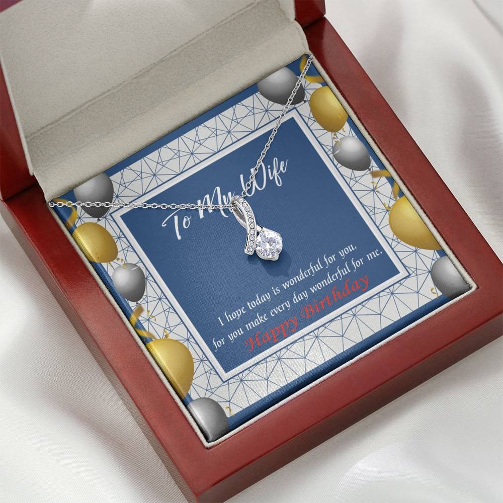 Birthday Gift For Wife You Are Wonderful Eternity Ribbon Stone Pendant 14K White Gold Stainless Steel Jewelry Gift  - Alluring Beauty Necklace Gift For Her