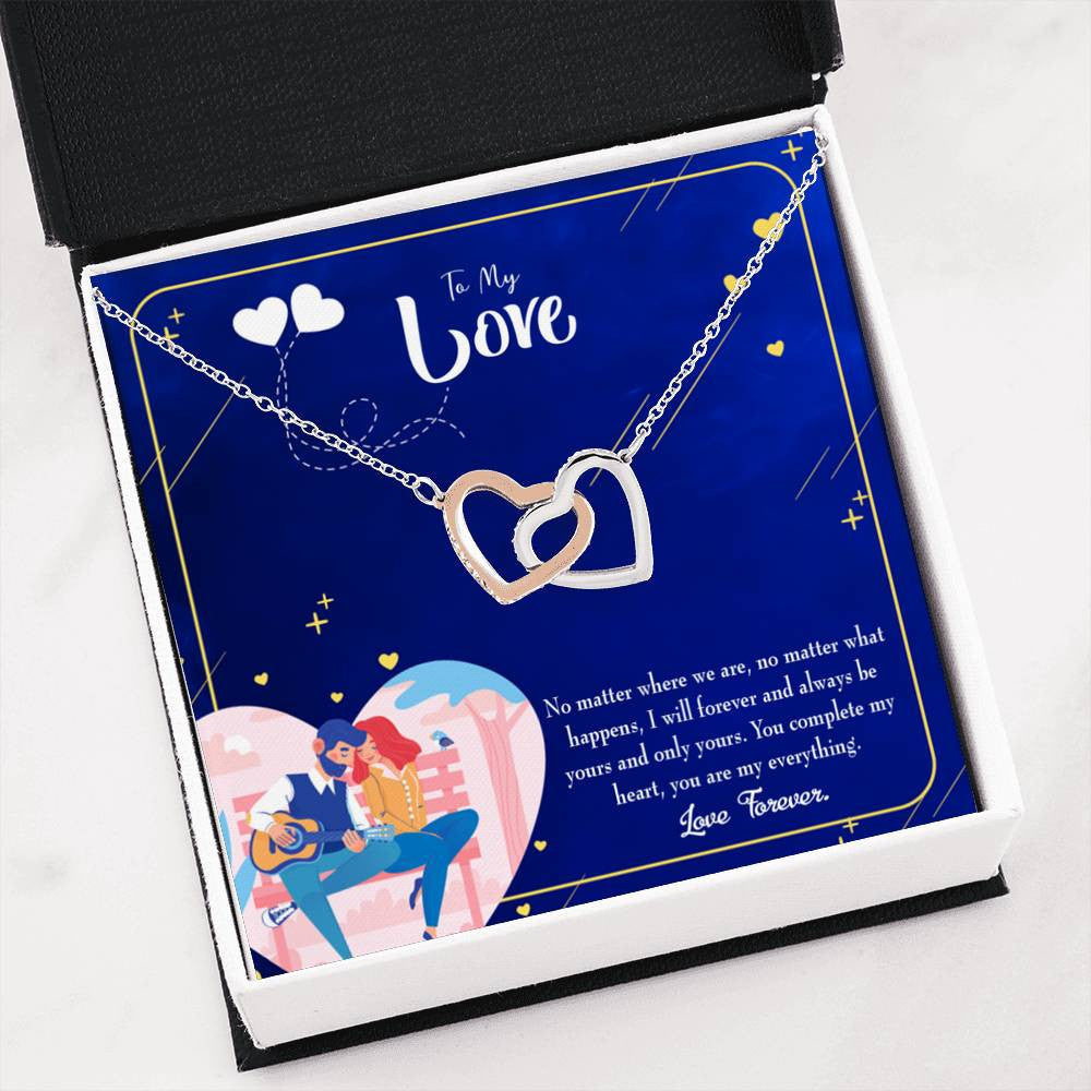 Wife Gift For Wife Birthday Wife You Complete Me Inseparable Love Pendant 18k Rose Gold Finish 16� - Interlocking Hearts Necklace