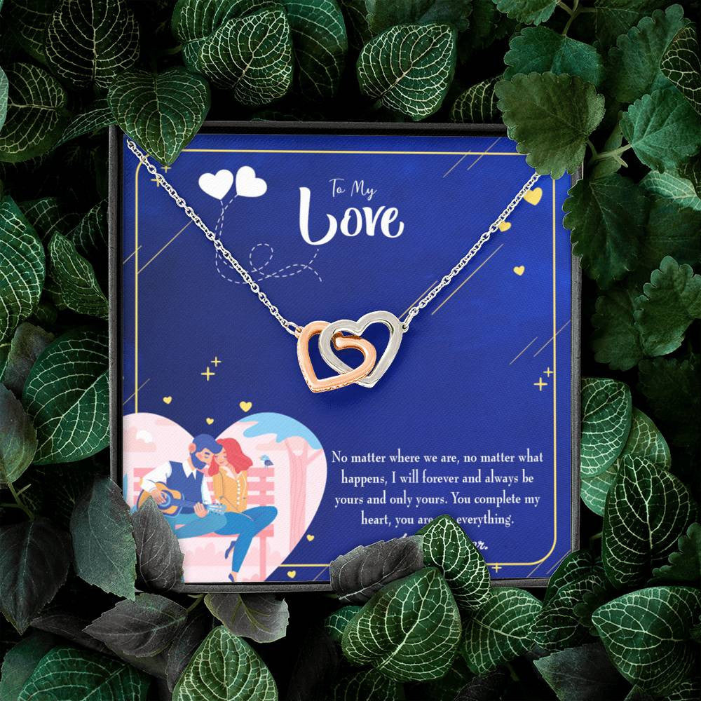 Wife Gift For Wife Birthday Wife You Complete Me Inseparable Love Pendant 18k Rose Gold Finish 16� - Interlocking Hearts Necklace