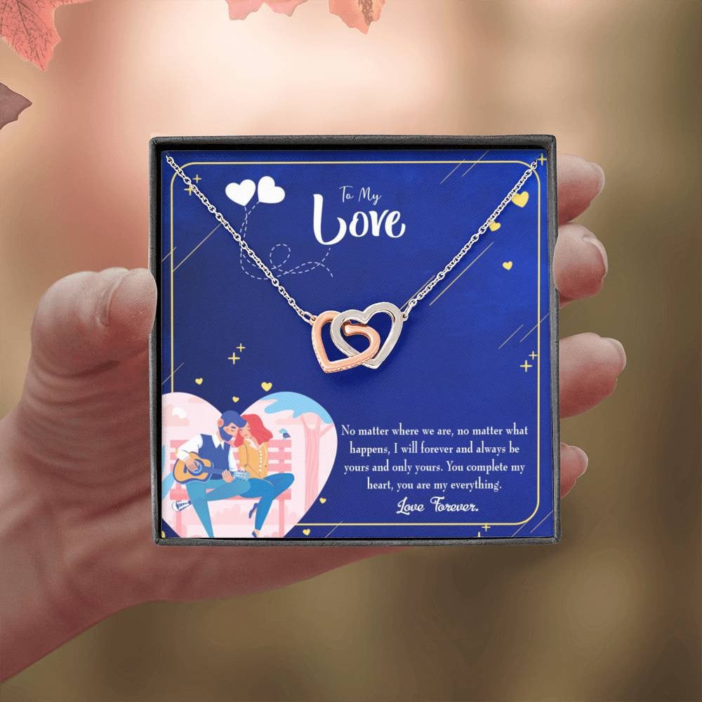 Wife Gift For Wife Birthday Wife You Complete Me Inseparable Love Pendant 18k Rose Gold Finish 16� - Interlocking Hearts Necklace