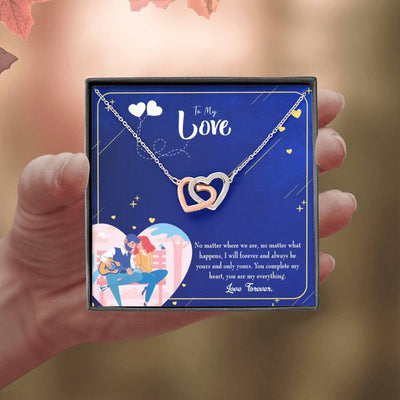Wife Gift For Wife Birthday Wife You Complete Me Inseparable Love Pendant 18k Rose Gold Finish 16� - Interlocking Hearts Necklace