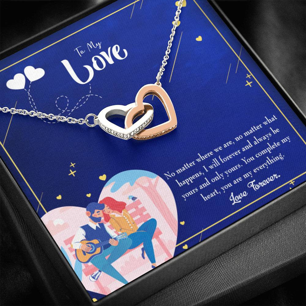 Wife Gift For Wife Birthday Wife You Complete Me Inseparable Love Pendant 18k Rose Gold Finish 16� - Interlocking Hearts Necklace