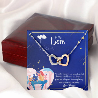 Wife Gift For Wife Birthday Wife You Complete Me Inseparable Love Pendant 18k Rose Gold Finish 16� - Interlocking Hearts Necklace