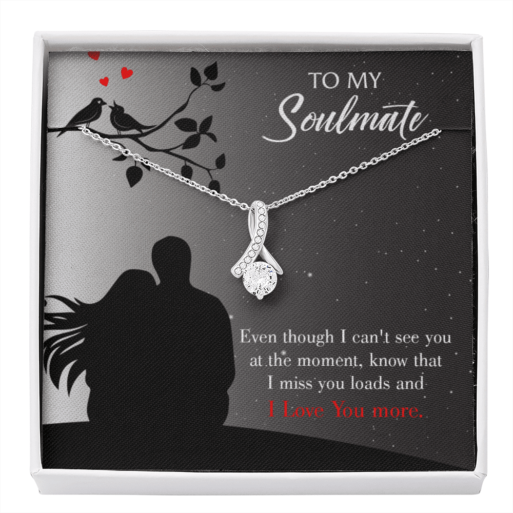 To My Girlfriend I Miss You Loads Message Card W Mahogany Style Luxury Box Eternity Ribbon Stone Necklace - Alluring Beauty Necklace Gift For Her