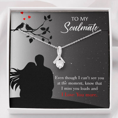 To My Girlfriend I Miss You Loads Message Card W Mahogany Style Luxury Box Eternity Ribbon Stone Necklace - Alluring Beauty Necklace Gift For Her