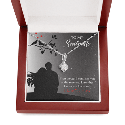 To My Girlfriend I Miss You Loads Message Card W Mahogany Style Luxury Box Eternity Ribbon Stone Necklace - Alluring Beauty Necklace Gift For Her