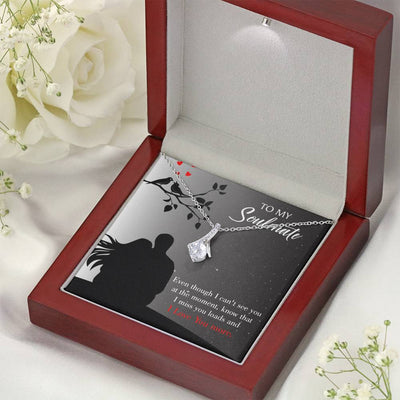 To My Girlfriend I Miss You Loads Message Card W Mahogany Style Luxury Box Eternity Ribbon Stone Necklace - Alluring Beauty Necklace Gift For Her