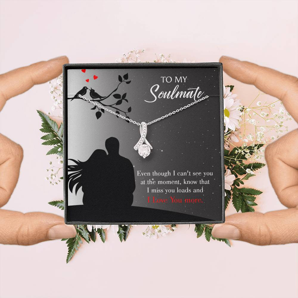 To My Girlfriend I Miss You Loads Message Card W Mahogany Style Luxury Box Eternity Ribbon Stone Necklace - Alluring Beauty Necklace Gift For Her