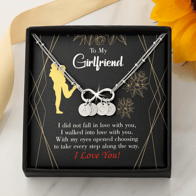 To My Girlfriend Walked Into Love Infinity Bracelet With Initial Charms - Infinity Bracelet