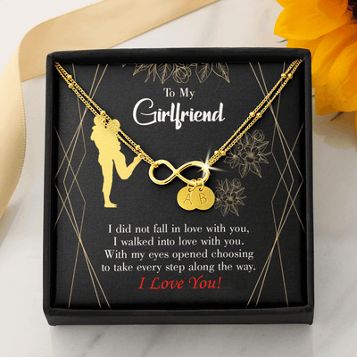 To My Girlfriend Walked Into Love Infinity Bracelet With Initial Charms - Infinity Bracelet