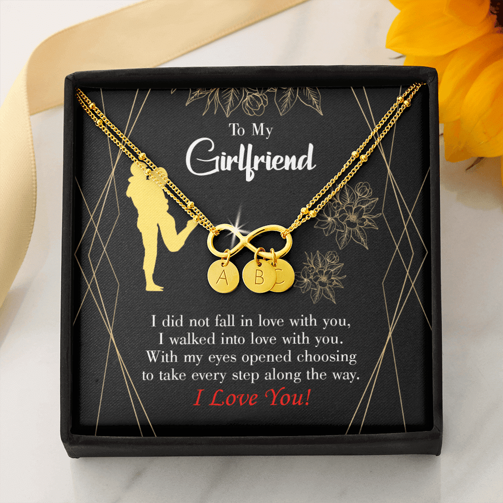 To My Girlfriend Walked Into Love Infinity Bracelet With Initial Charms - Infinity Bracelet