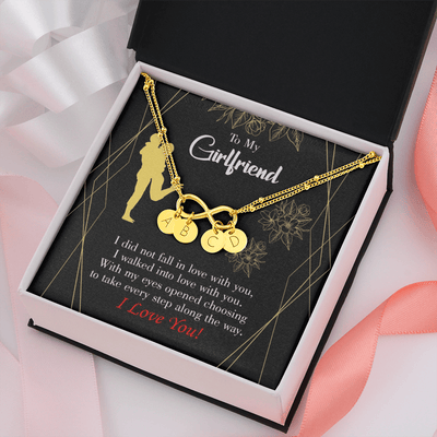 To My Girlfriend Walked Into Love Infinity Bracelet With Initial Charms - Infinity Bracelet