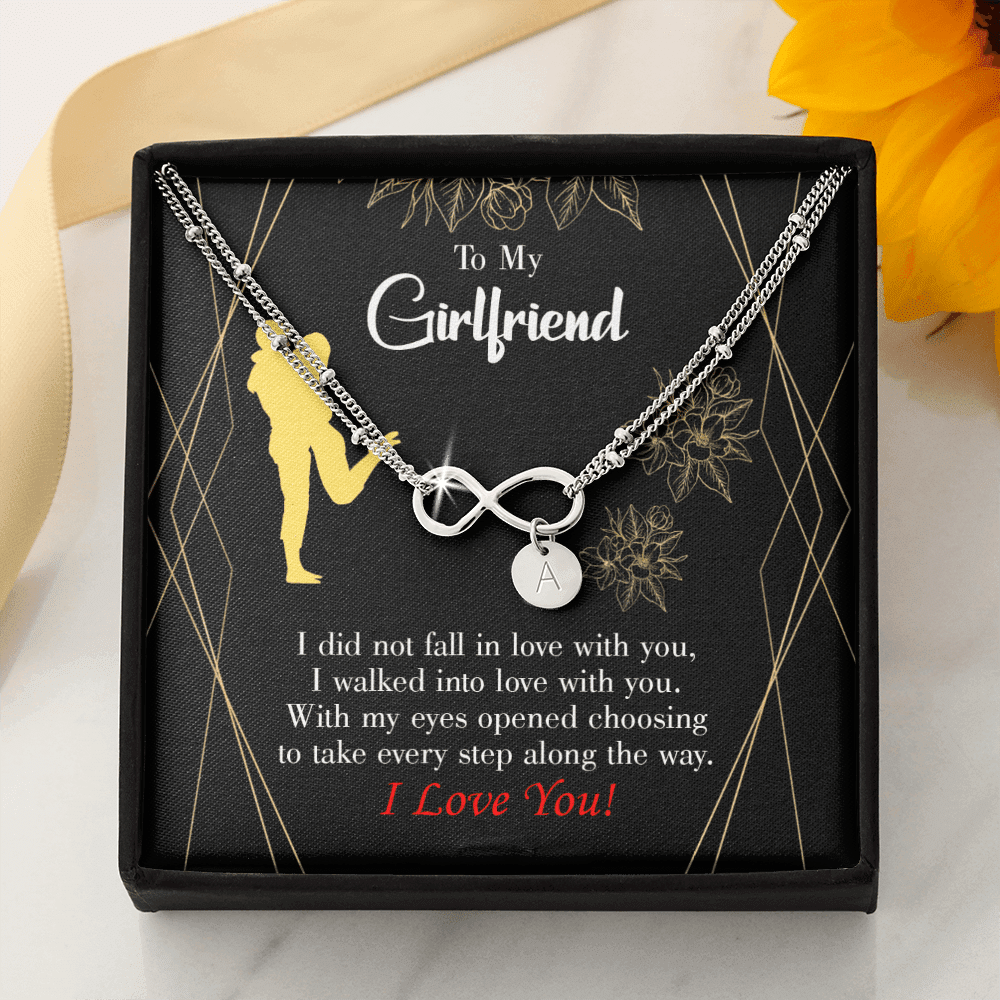 To My Girlfriend Walked Into Love Infinity Bracelet With Initial Charms - Infinity Bracelet