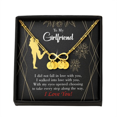 To My Girlfriend Walked Into Love Infinity Bracelet With Initial Charms - Infinity Bracelet