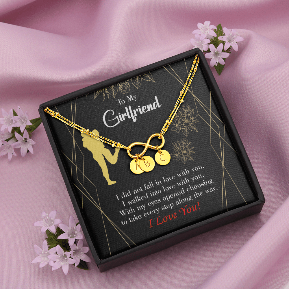 To My Girlfriend Walked Into Love Infinity Bracelet With Initial Charms - Infinity Bracelet